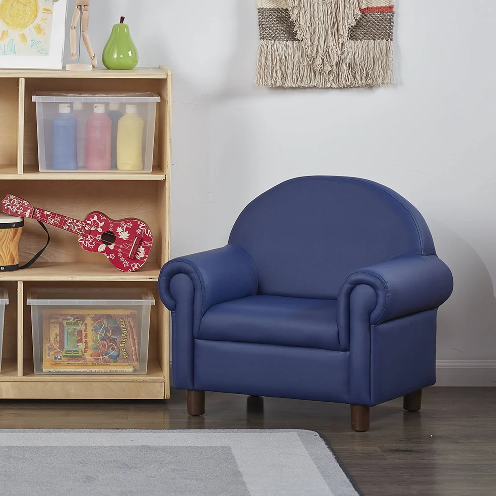 Little Lux Navy Preschool Chair & Sofa Set | Adjustable Faux Leather Kids’ Seating - Image 18