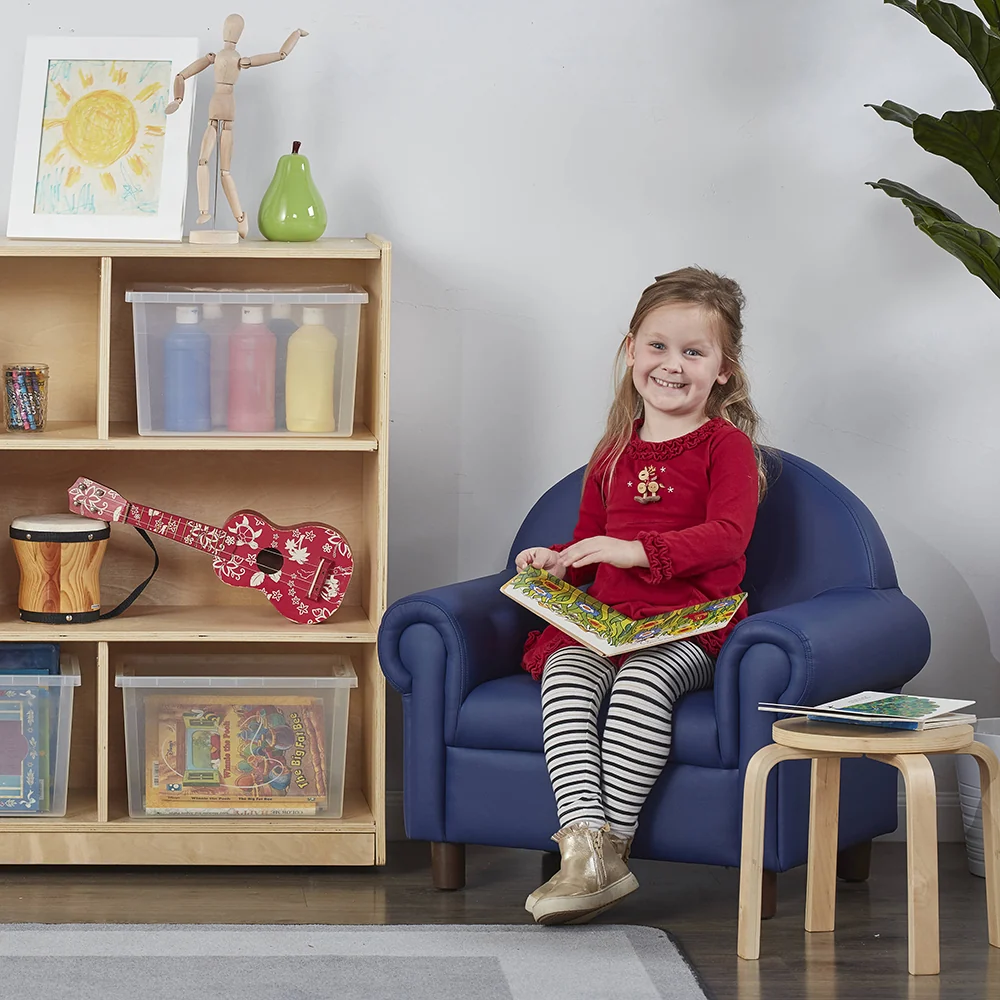 Little Lux Navy Preschool Chair & Sofa Set | Adjustable Faux Leather Kids’ Seating - Image 19