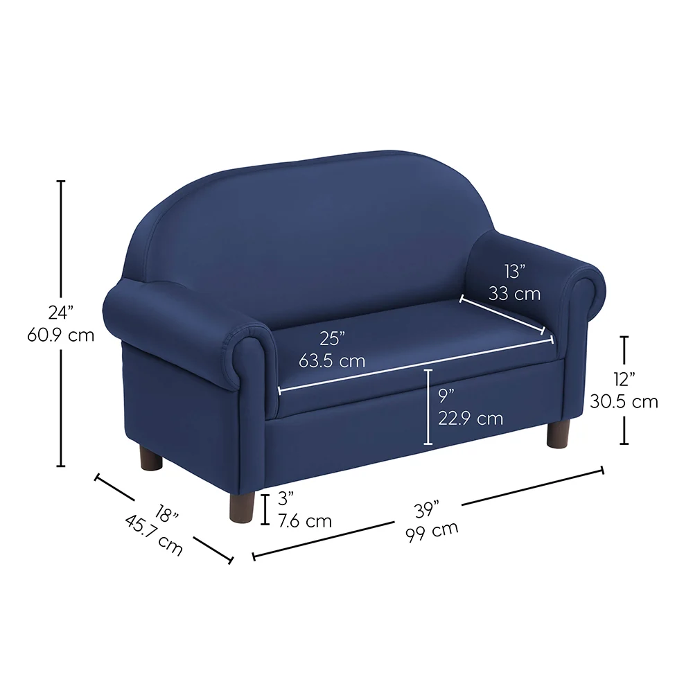 Little Lux Navy Preschool Chair & Sofa Set | Adjustable Faux Leather Kids’ Seating - Image 20