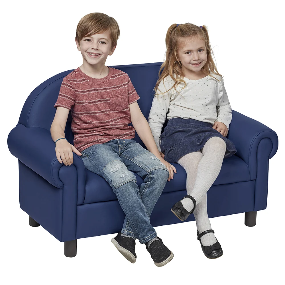 Little Lux Navy Preschool Chair & Sofa Set | Adjustable Faux Leather Kids’ Seating - Image 21