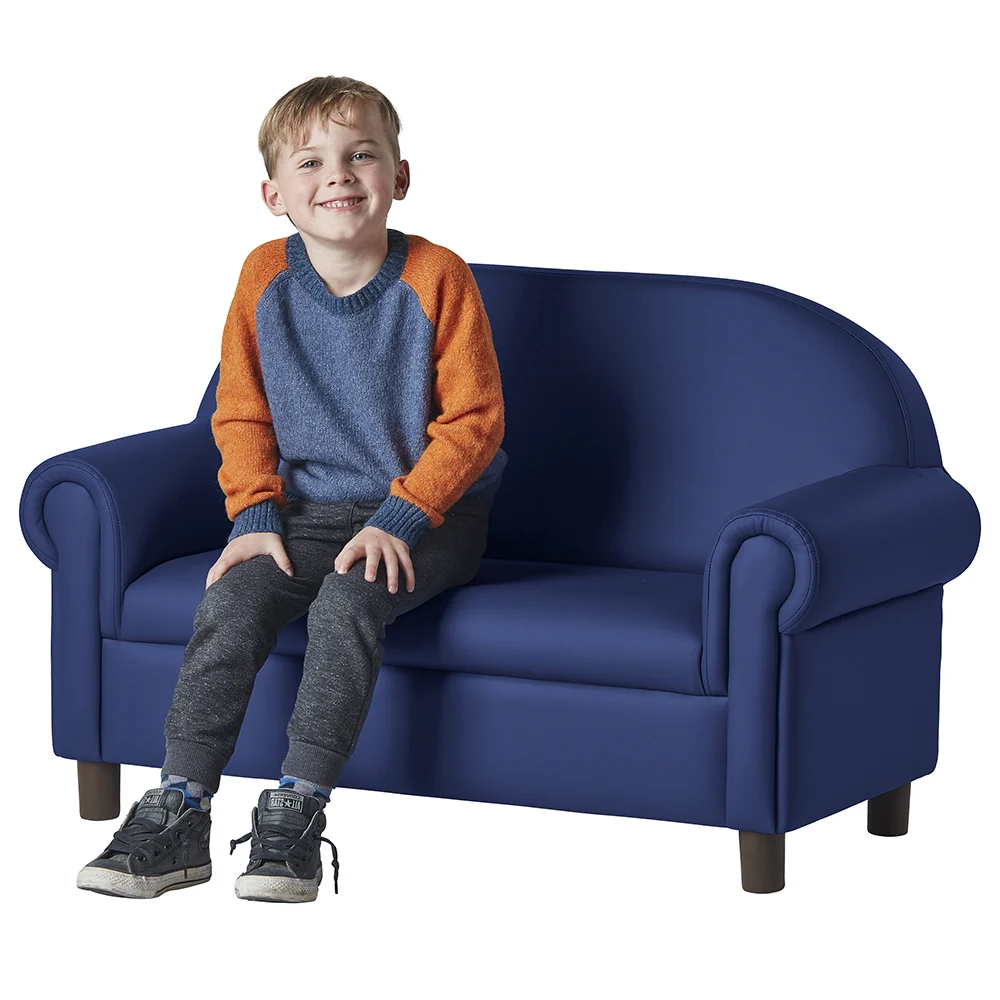 Little Lux Navy Preschool Chair & Sofa Set | Adjustable Faux Leather Kids’ Seating - Image 23