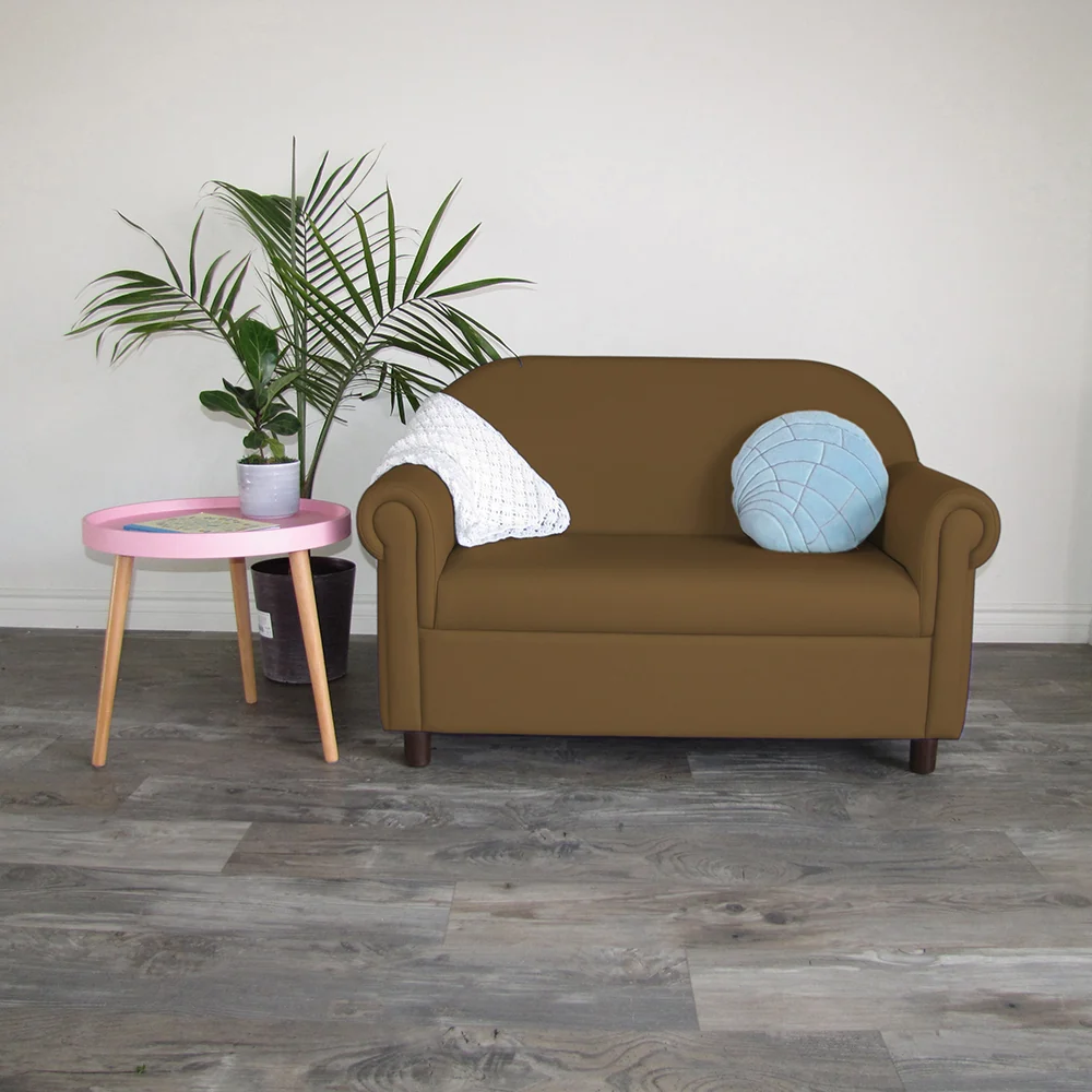 Little Lux Chocolate Preschool Sofa | Adjustable Faux Leather Kids' Couch - Image 16