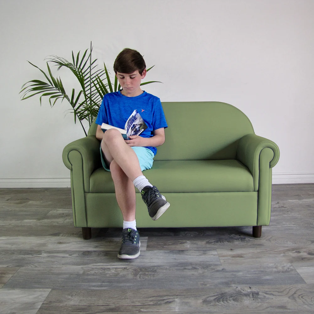Little Lux Fern Green Preschool Sofa | Adjustable Faux Leather Kids' Couch - Image 13
