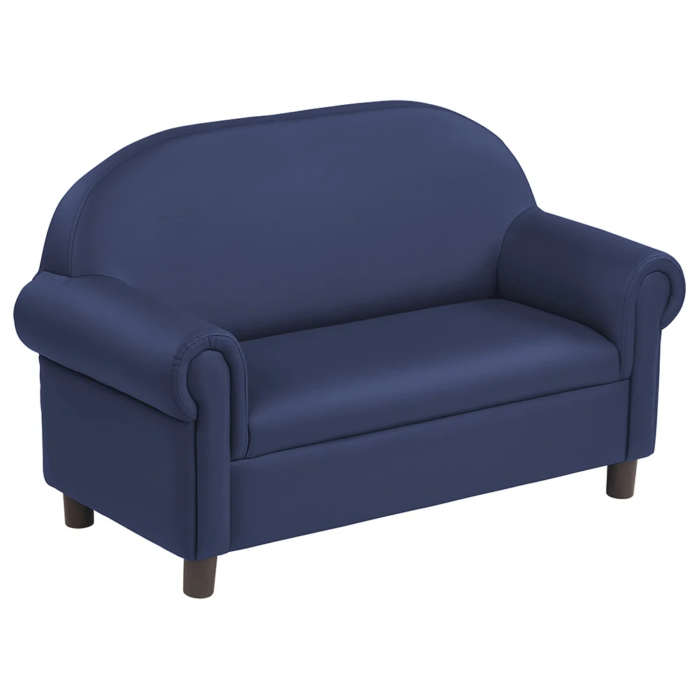 Little Lux Navy Preschool Sofa | Adjustable Faux Leather Kids' Couch - Image 2