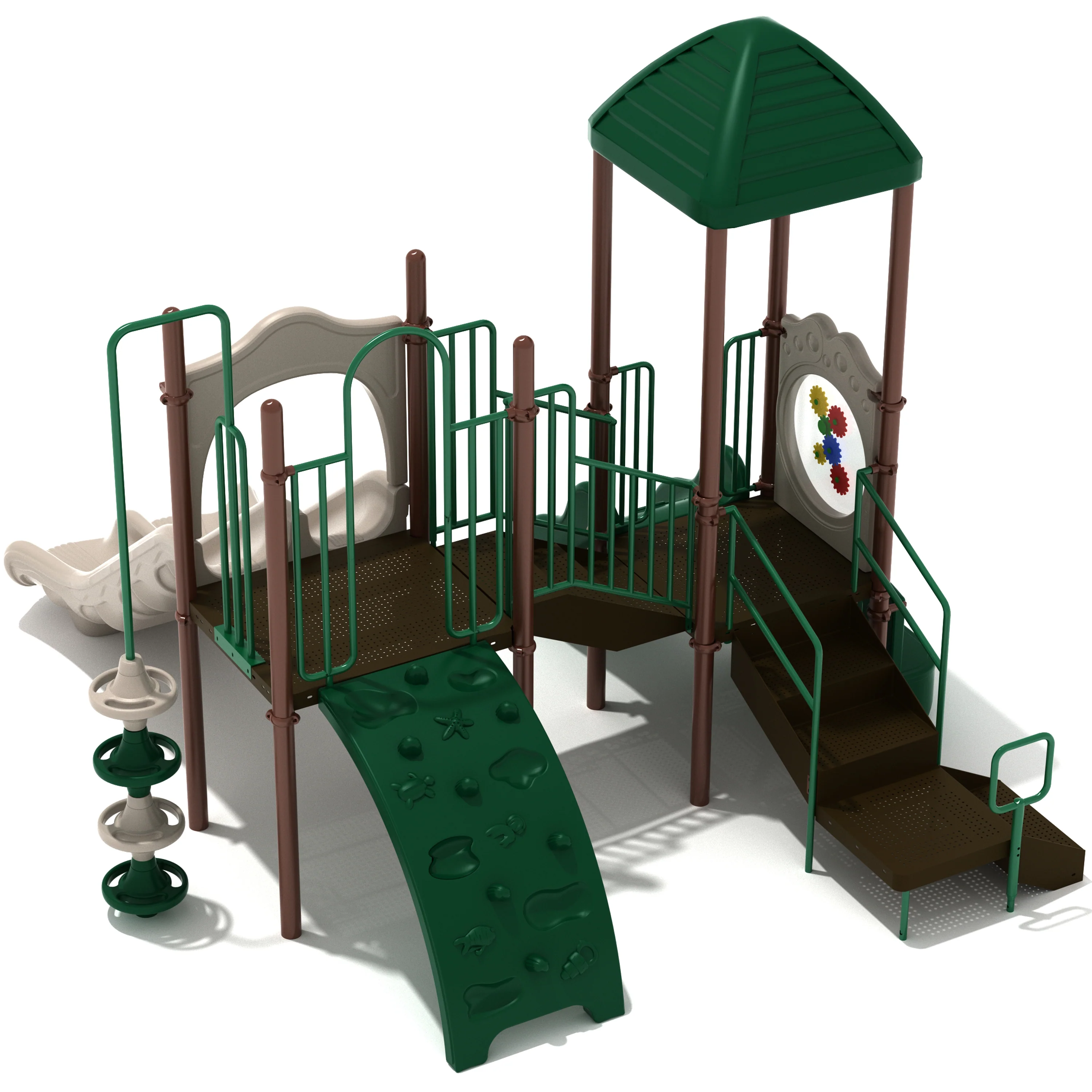 Los Arboles Multi-Climber Playground Set | Outdoor Play Structure with Double Slide, Activity Panels & Shade Roof for Ages 2–12 - Image 4
