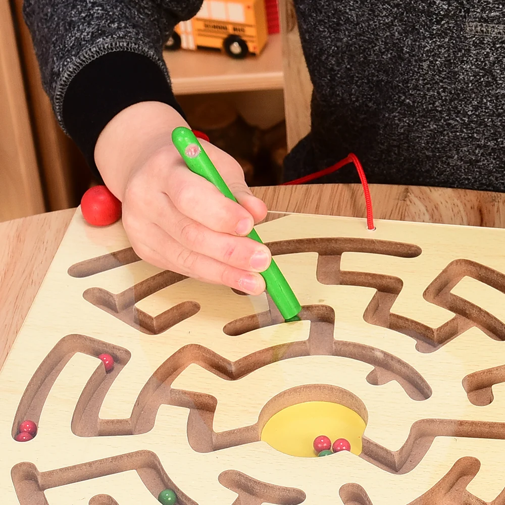 Magnetic Maze Game | 12" Wooden Activity Board with Attached Magnetic Wands - Image 5