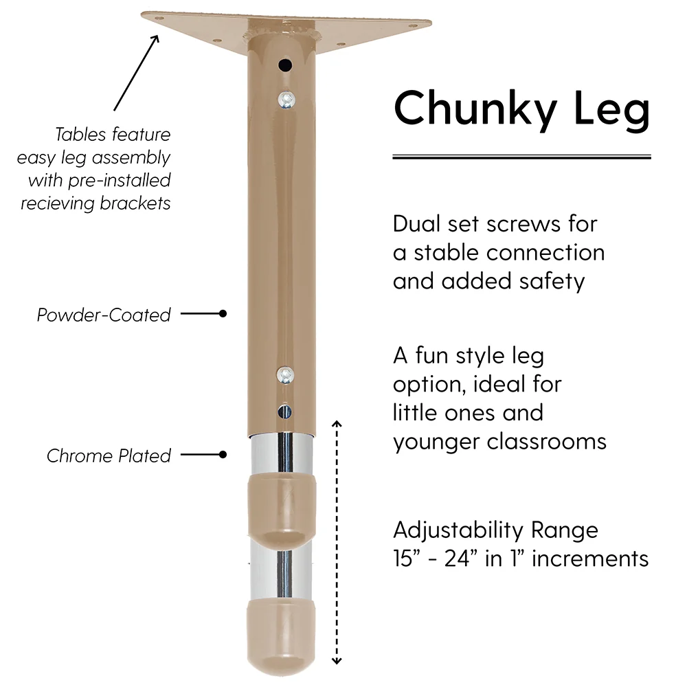 24" x48" Maple Adjustable Chunky Leg Activity Table | Easy-Clean, Durable with T-Molding Edge - Image 5