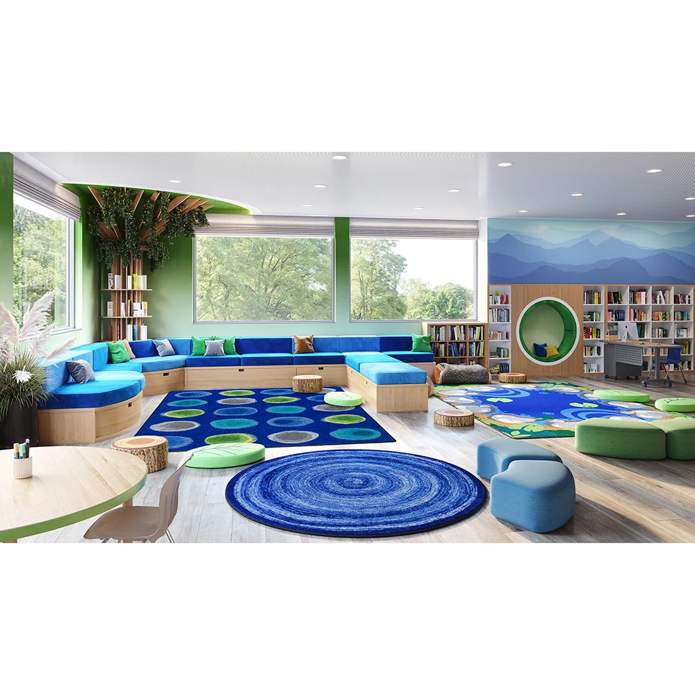 Marine Watercolor Spots Classroom Seating Rug - Image 4