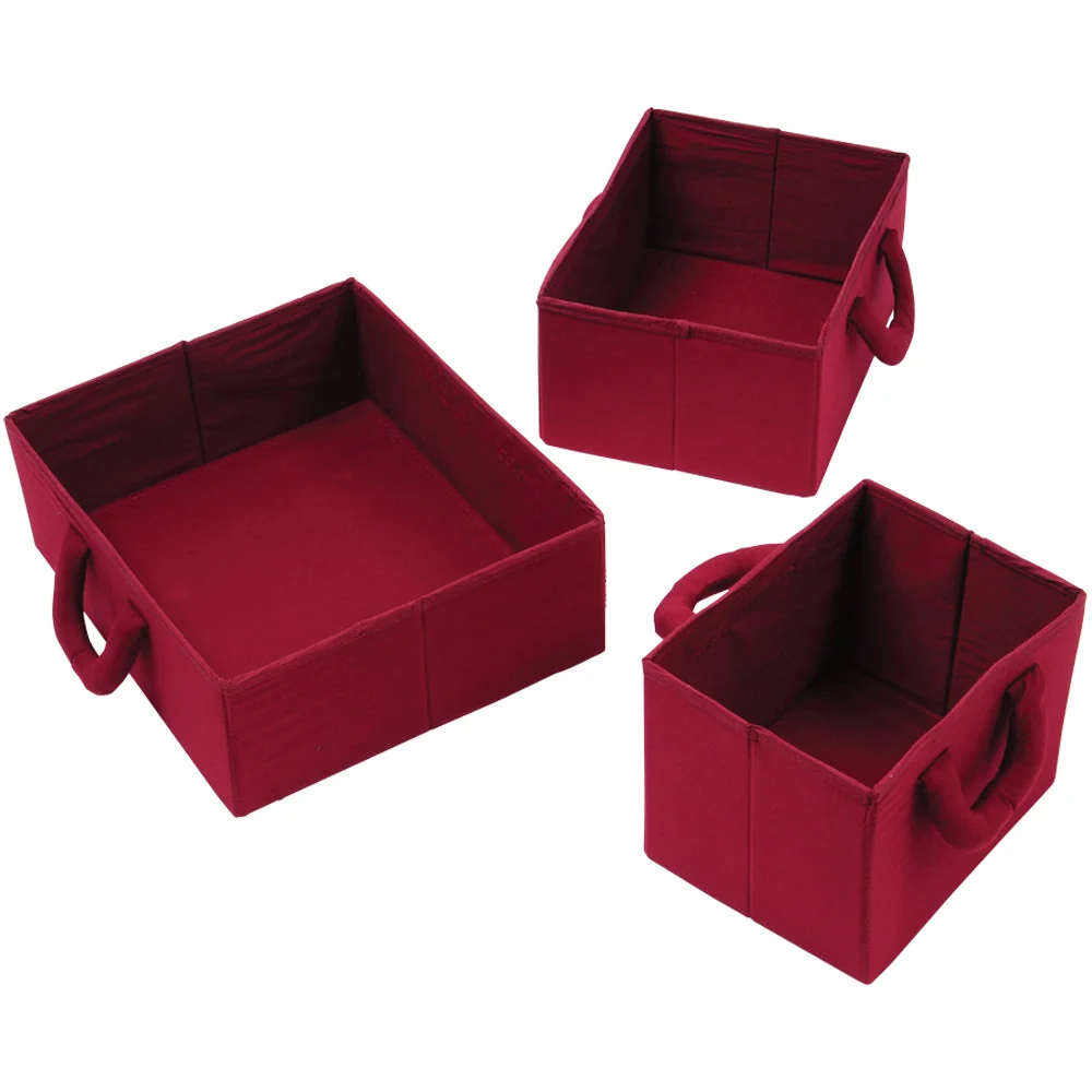 Fabric Storage Bins - Maroon -Set of 3 - Image 3