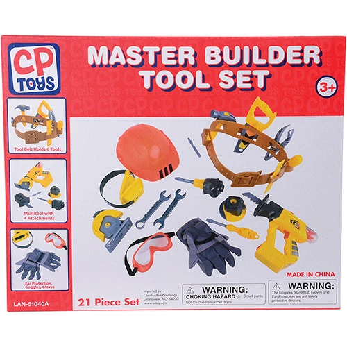 Master Builder's Tool Set | 21-Piece Pretend Play Kit with Hard Hat, Toolbelt, and 4-in-1 Multitool - Image 10