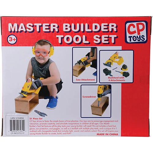 Master Builder's Tool Set | 21-Piece Pretend Play Kit with Hard Hat, Toolbelt, and 4-in-1 Multitool - Image 11