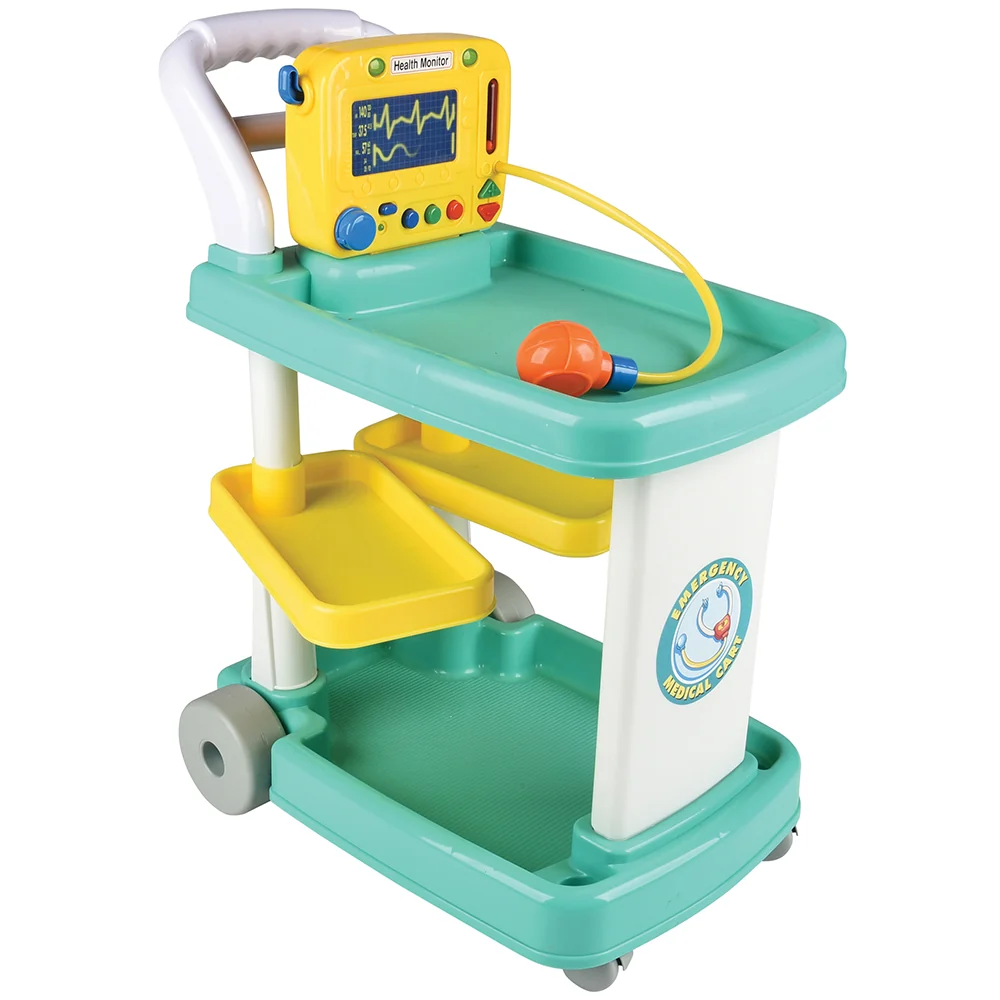 Rolling Medical Cart Play Set with Lab Coat & 12 Accessories - Image 4