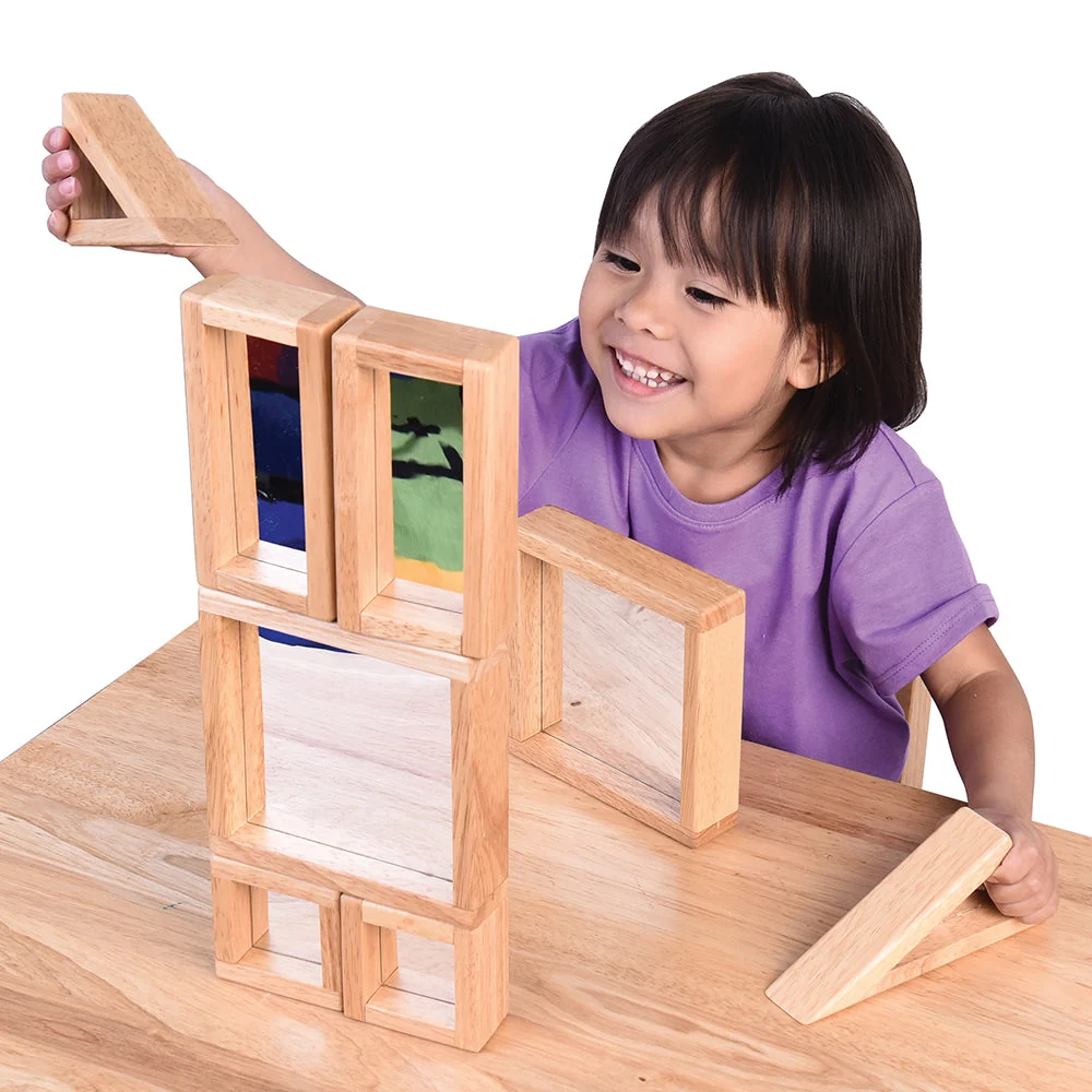 Geometric Mirrored Building Blocks | 8-Piece Hardwood Set - Image 6