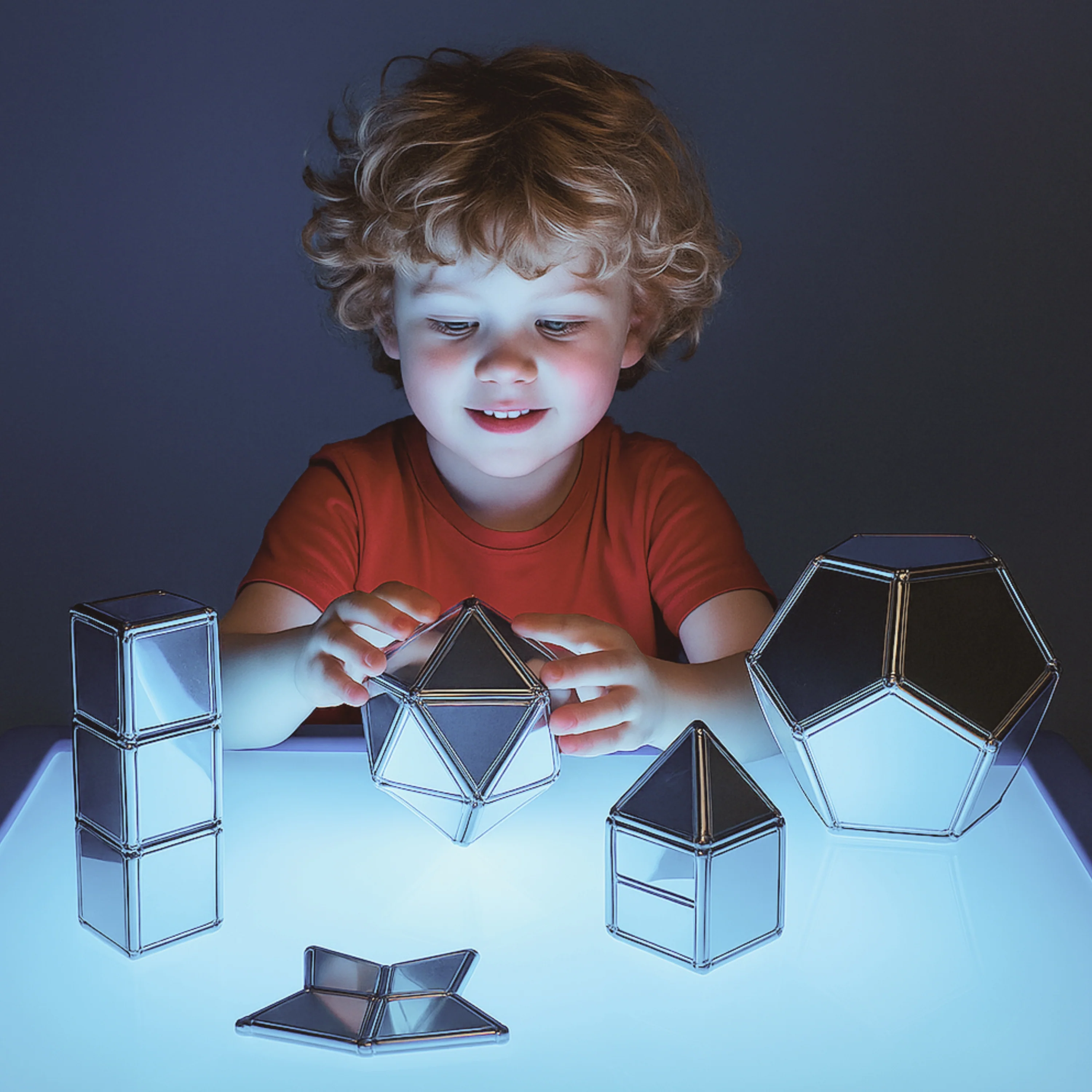 Mirrored Magnetic Polydron | 48-Piece STEM Geometry Building Set