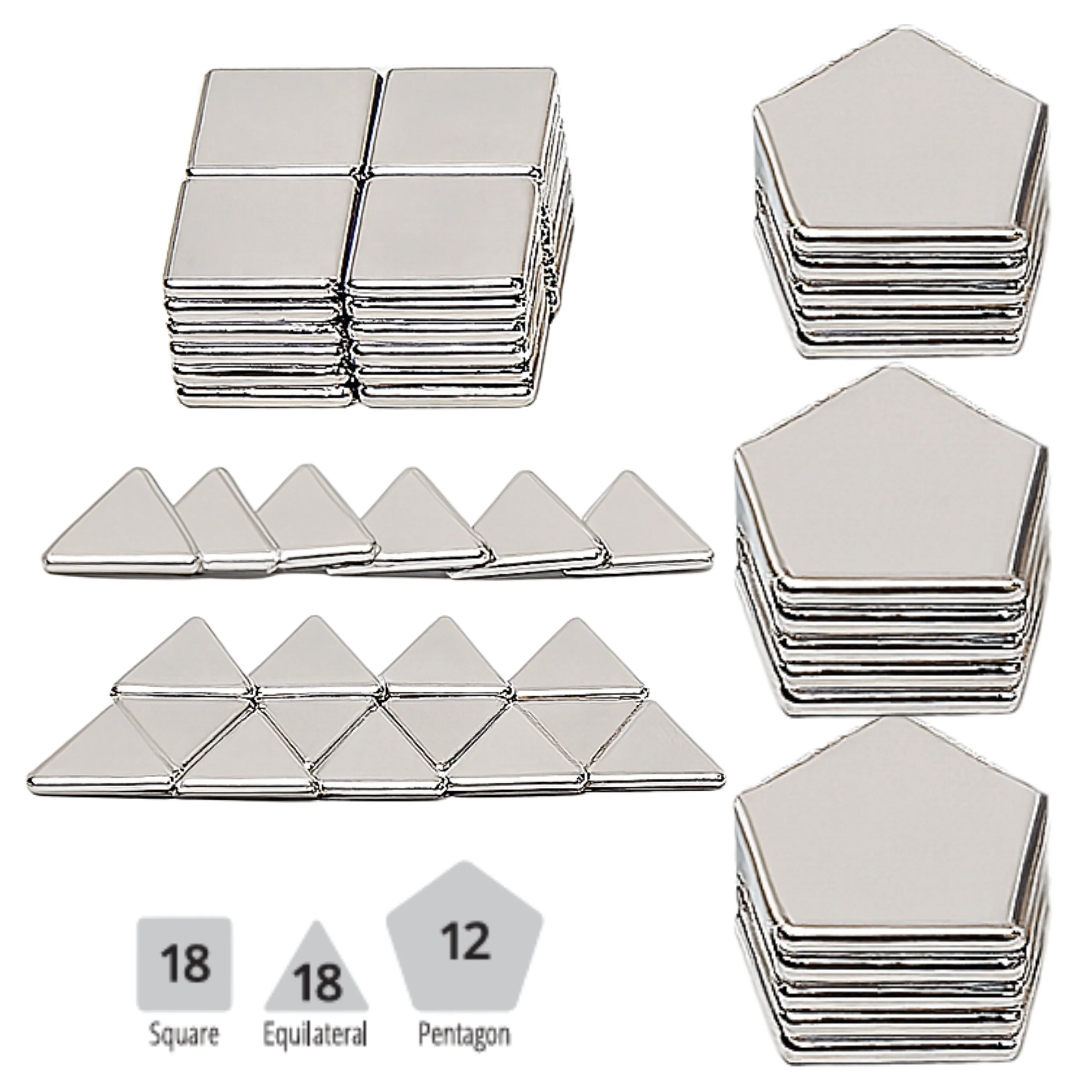 Mirrored Magnetic Polydron | 48-Piece STEM Geometry Building Set - Image 2