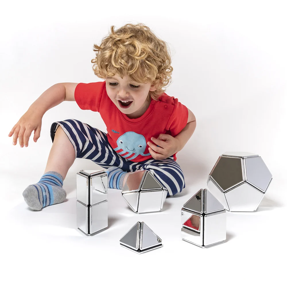 Mirrored Magnetic Polydron | 48-Piece STEM Geometry Building Set - Image 4