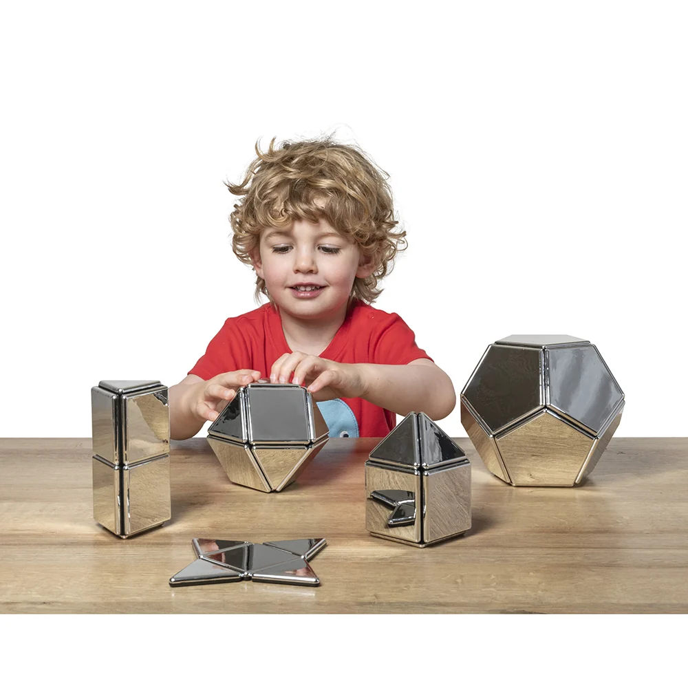 Mirrored Magnetic Polydron | 48-Piece STEM Geometry Building Set - Image 9