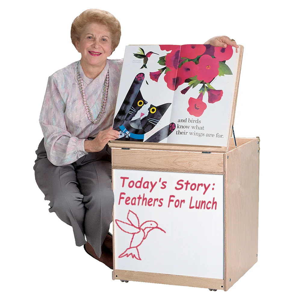 Mobile Big Book Display with Write & Wipe Easel and Storage Compartments - Image 3