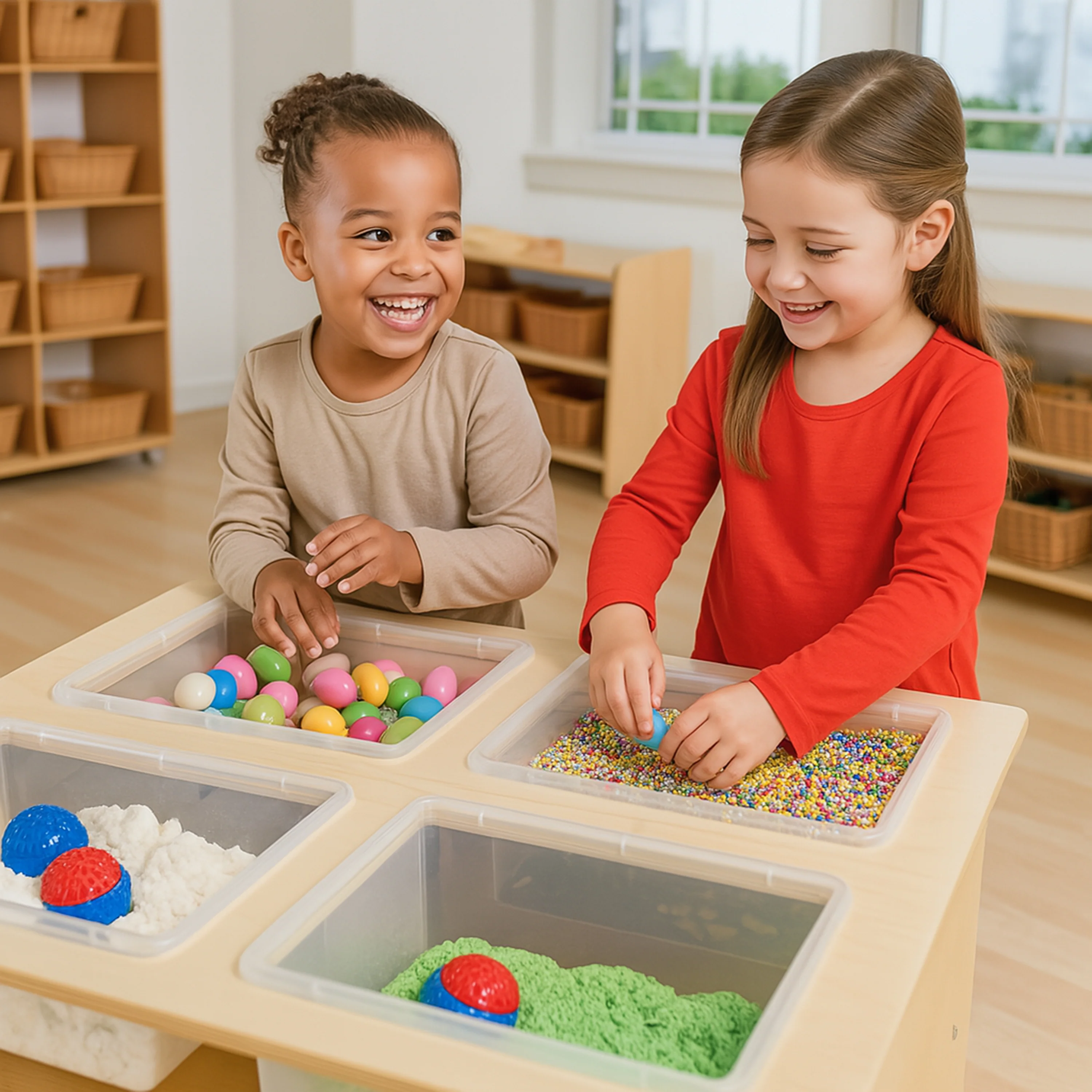 Mobile Sensory Table with Trays & Lids | Rolling Activity Station for Preschool Sensory Play - Image 3