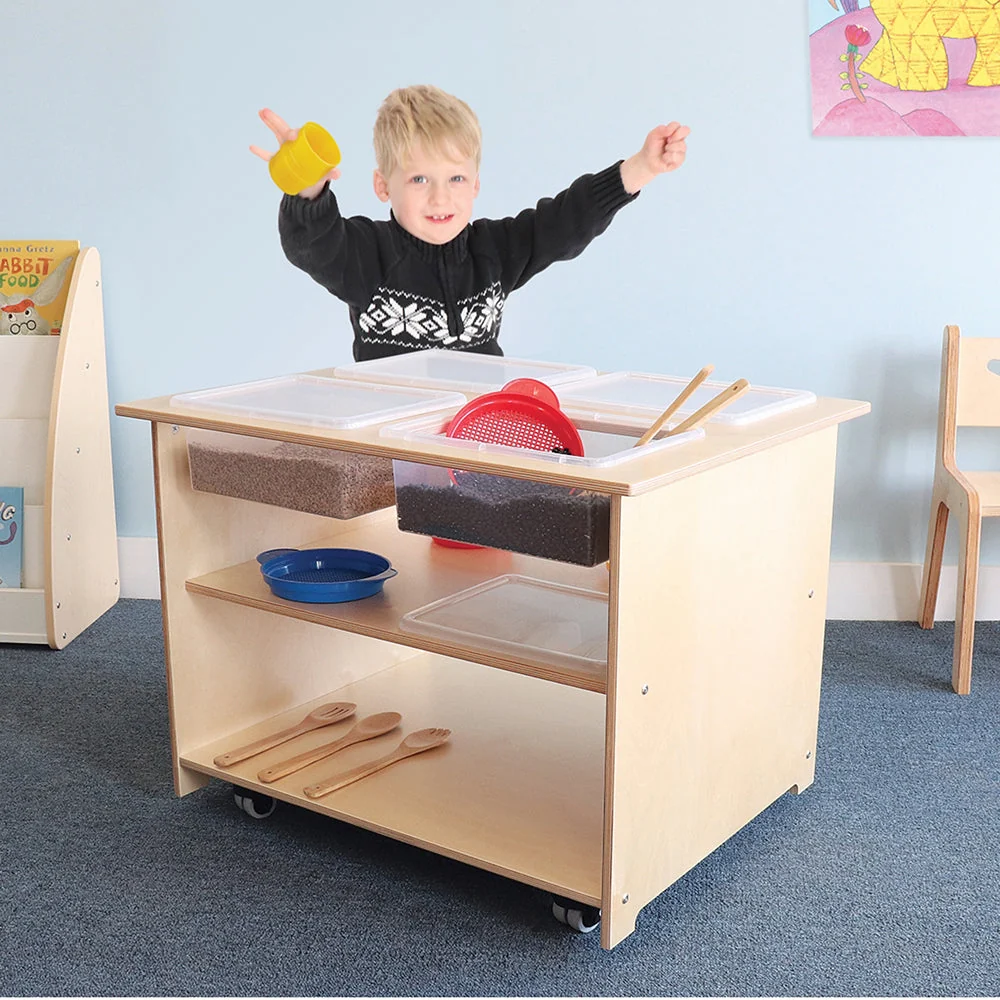Mobile Sensory Table with Trays & Lids | Rolling Activity Station for Preschool Sensory Play - Image 7