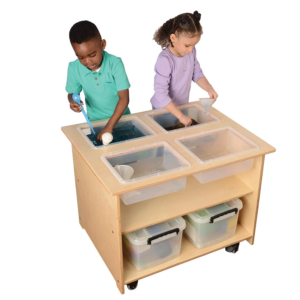 Mobile Sensory Table with Trays & Lids | Rolling Activity Station for Preschool Sensory Play - Image 9