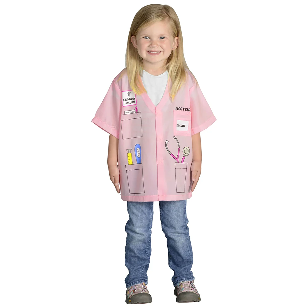 Preschool Doctor Role-Play Pink Shirt with Printed Medical Tools | Ages 3-6 - Image 2