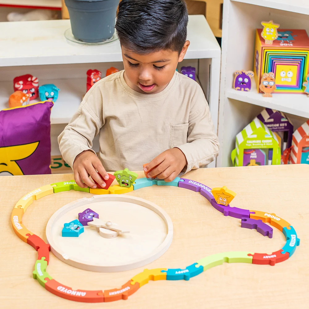 Wooden Emotions Learning Wheel | 3-in-1 Feelings Puzzle & Spinner Game - Image 8