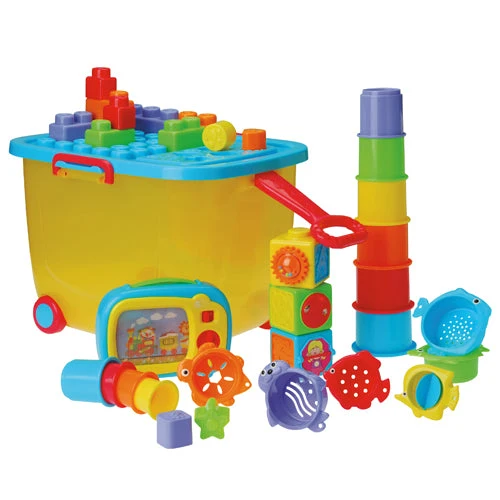 Toddler Toy Trolley | Rolling Wagon with Shape Sorter, Blocks, and Interactive Play Toys - Image 2