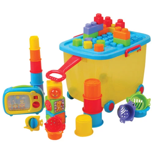 Toddler Toy Trolley | Rolling Wagon with Shape Sorter, Blocks, and Interactive Play Toys - Image 5
