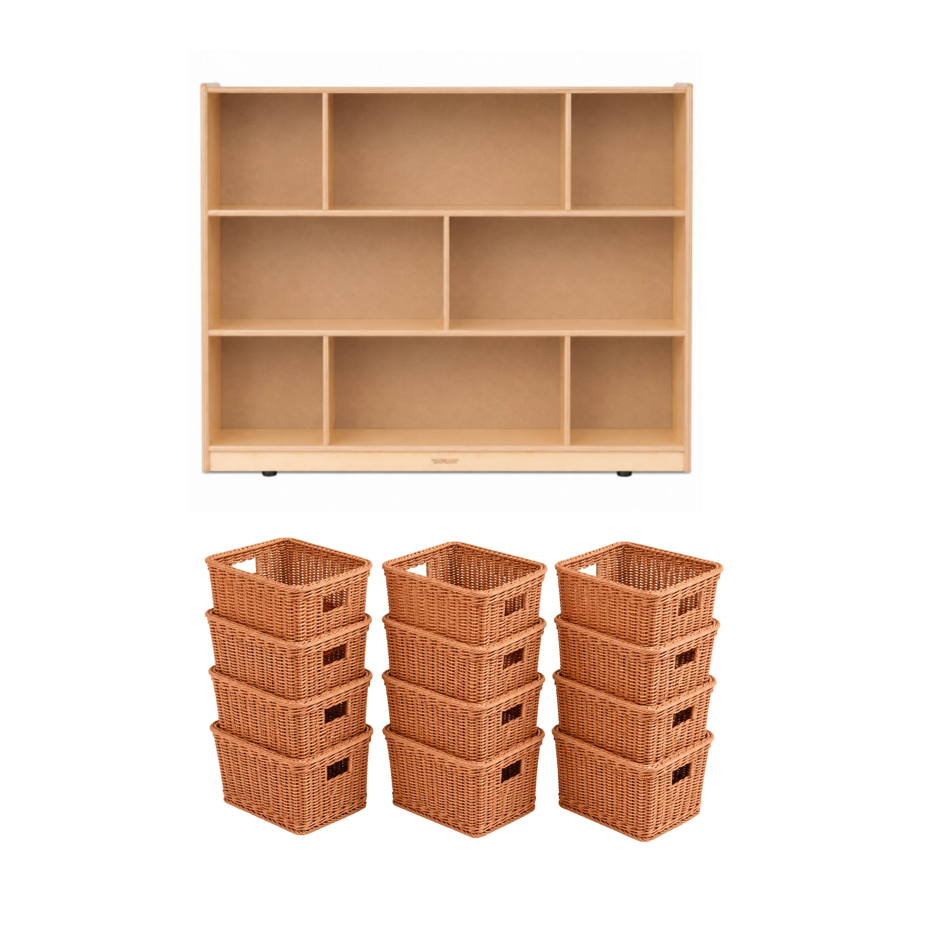 Natural Birch Storage & Basket Organization Center - Image 2