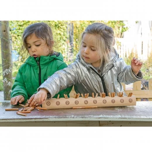 Eco-Friendly Wooden Counting Log with Sticks | Natural Early Math Toy - Image 3