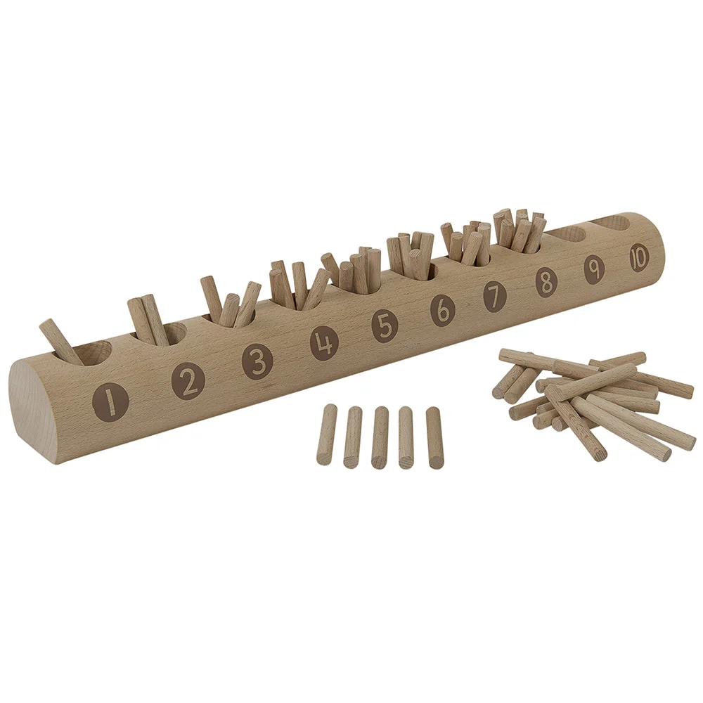 Eco-Friendly Wooden Counting Log with Sticks | Natural Early Math Toy - Image 4