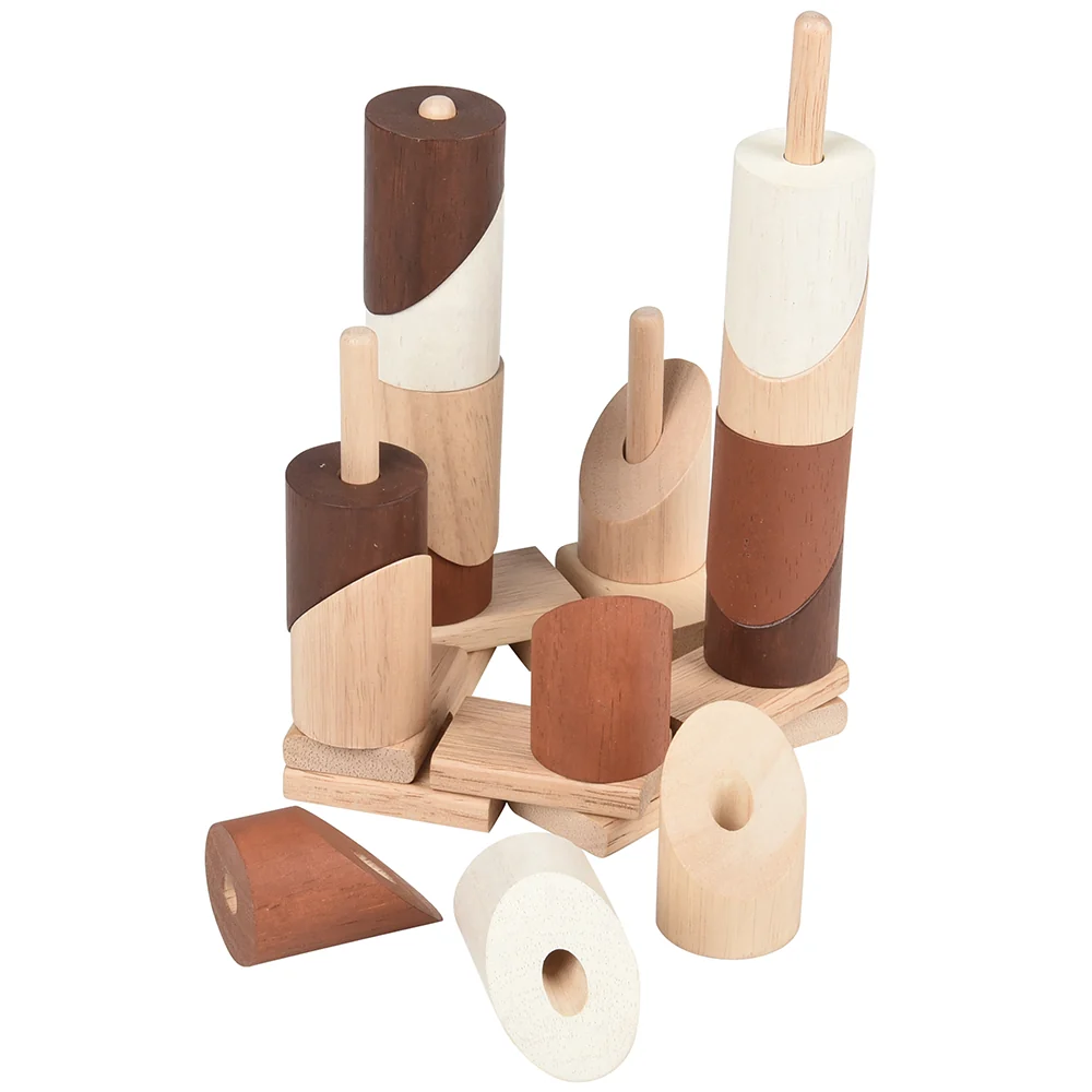 Natural Geo Stacker | 20-Piece Wooden Eco-Friendly Set - Image 4