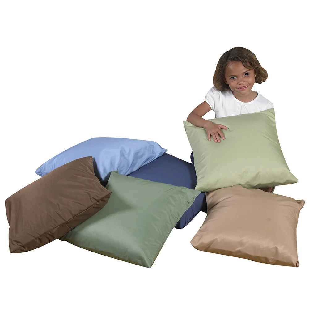 Natural & Calm Colors Classroom Pillows | Set of 6 Soft 17" Cushions - Image 3