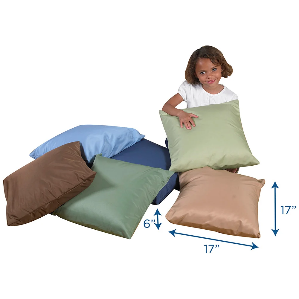 Natural & Calm Colors Classroom Pillows | Set of 6 Soft 17" Cushions - Image 6