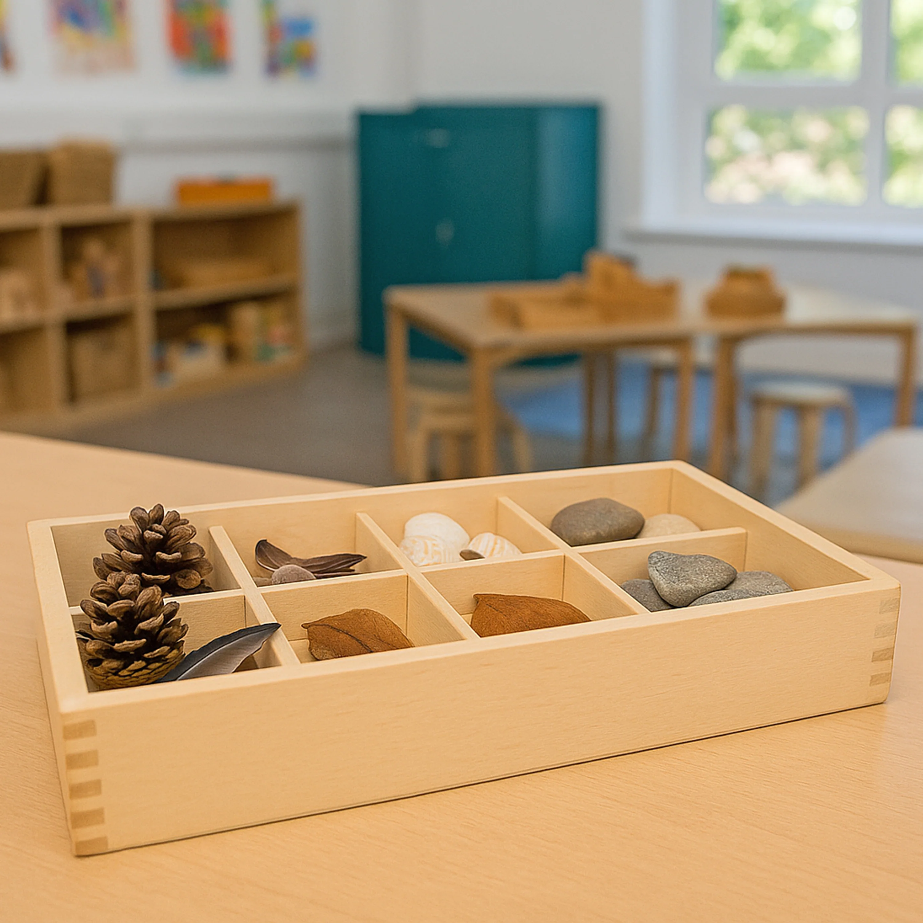 Wooden Sorting Box | 8-Compartment Eco-Friendly Organizer - Image 4