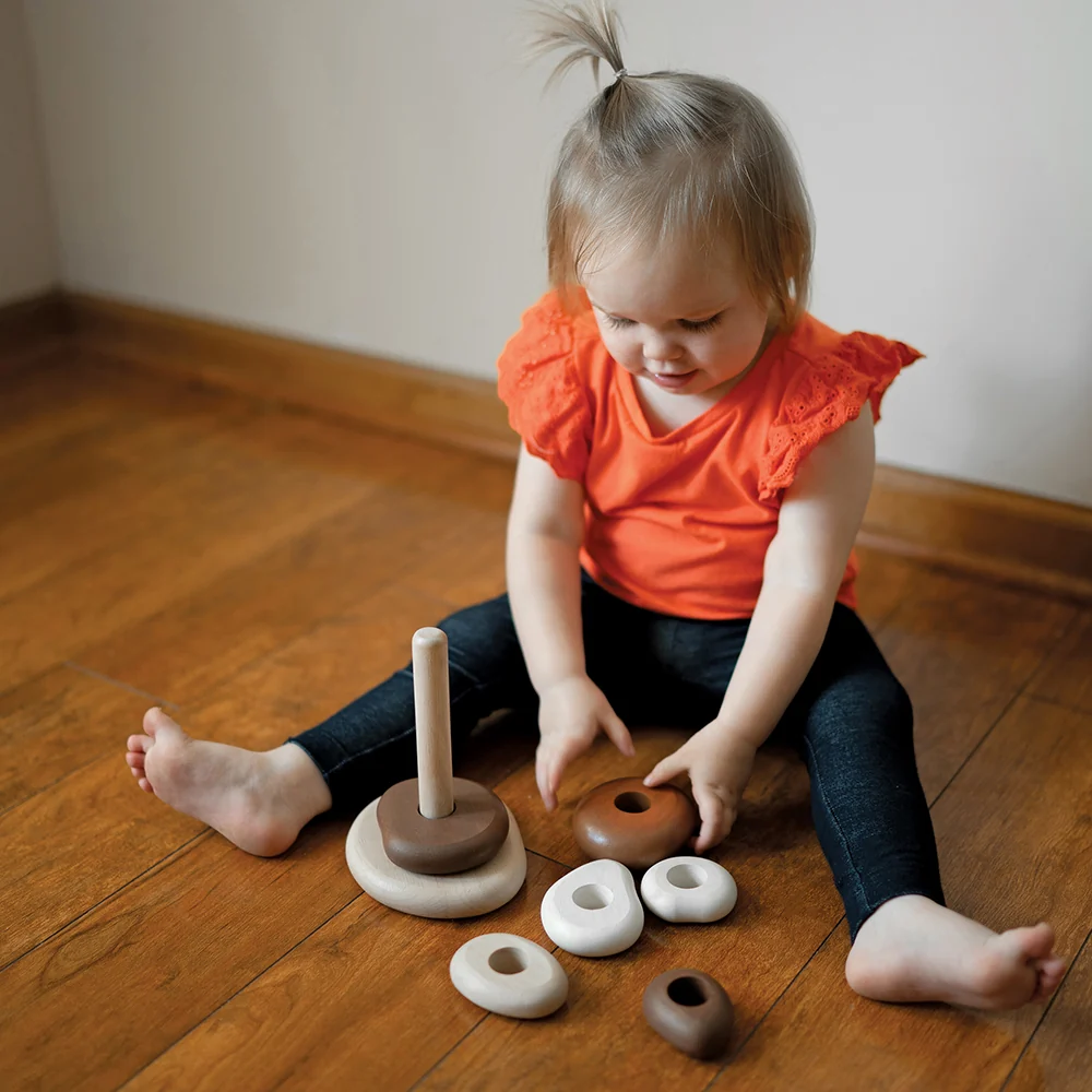 Eco-Friendly Wooden Stacking Pebbles | 7-Piece Natural Sequencing Toy - Image 11
