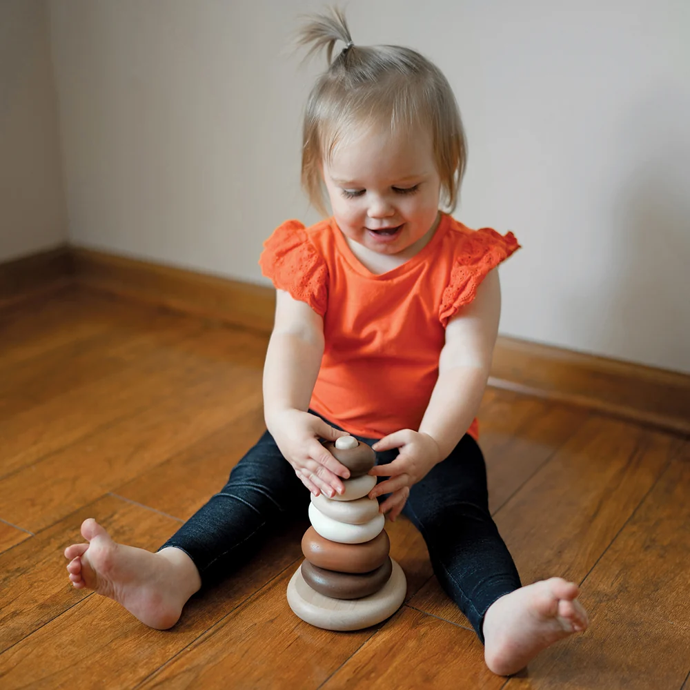 Eco-Friendly Wooden Stacking Pebbles | 7-Piece Natural Sequencing Toy - Image 6