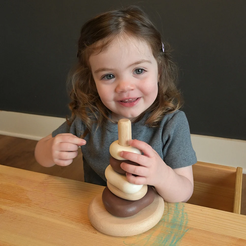 Eco-Friendly Wooden Stacking Pebbles | 7-Piece Natural Sequencing Toy - Image 8