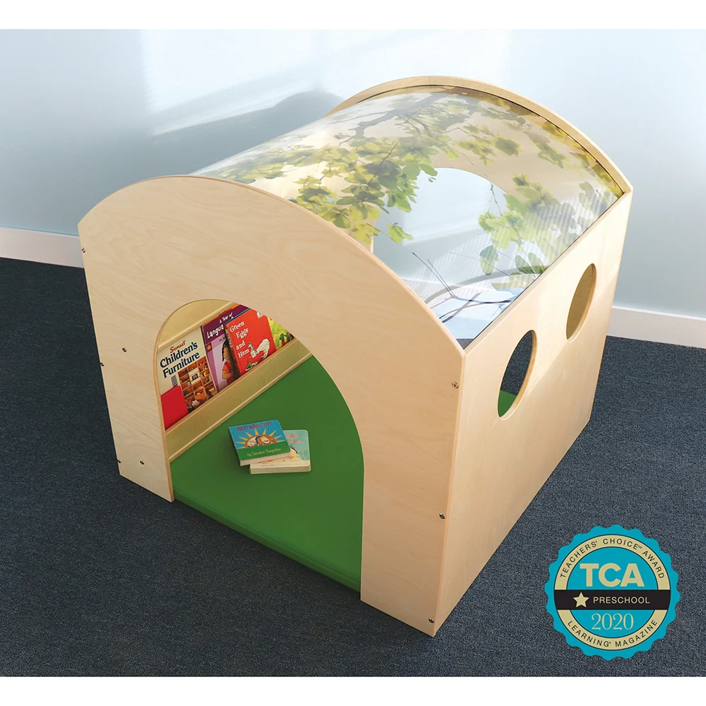 Nature View Reading Haven & Floor Mat Set | Classroom Play House with Built-In Book Shelves - Image 2