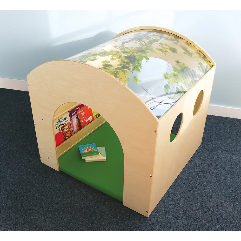 Nature View Reading Haven & Floor Mat Set | Classroom Play House with Built-In Book Shelves - Image 3