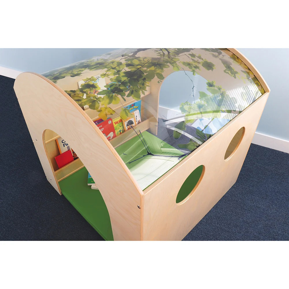 Nature View Reading Haven & Floor Mat Set | Classroom Play House with Built-In Book Shelves - Image 4