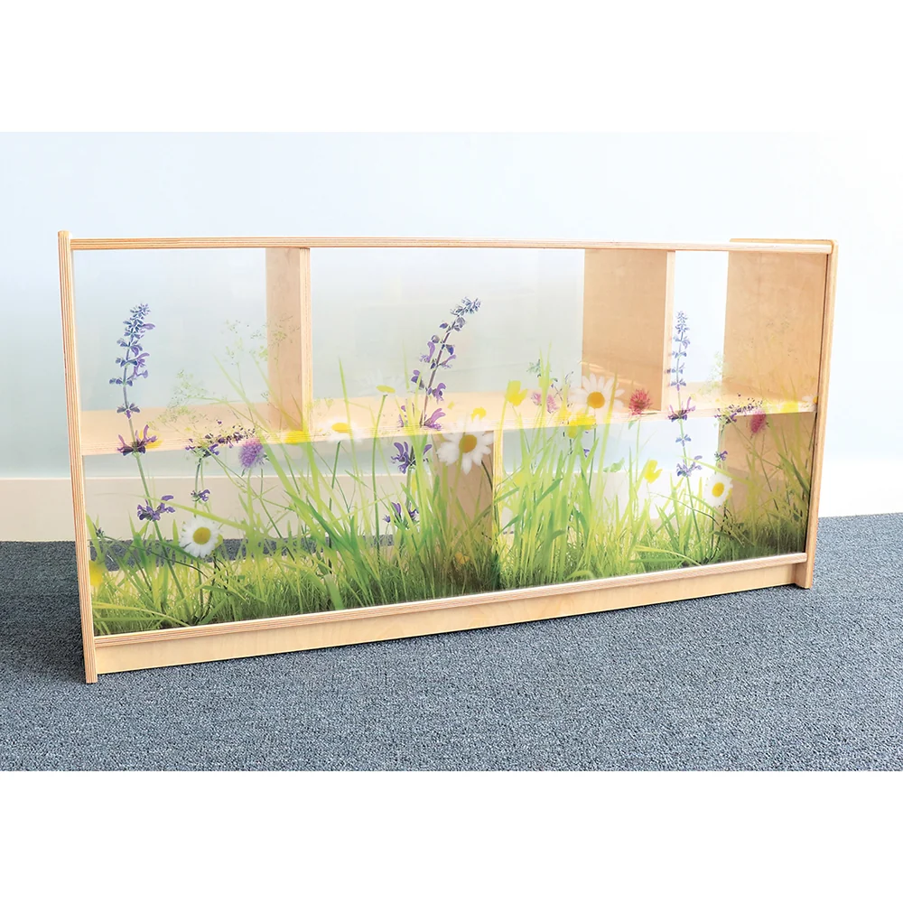 Nature View 24-inch Tall Toddler Storage Cabinet | Acrylic Back with Nature Scene & Safe Rounded Edges - Image 2