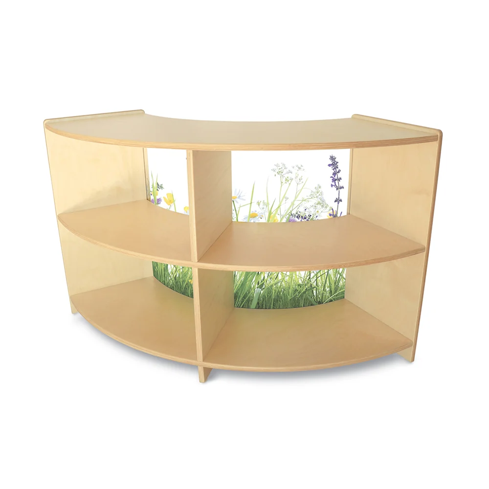 Nature View 24" Curve-In Toddler Storage Cabinet | Safe Acrylic Back & Rounded Edges