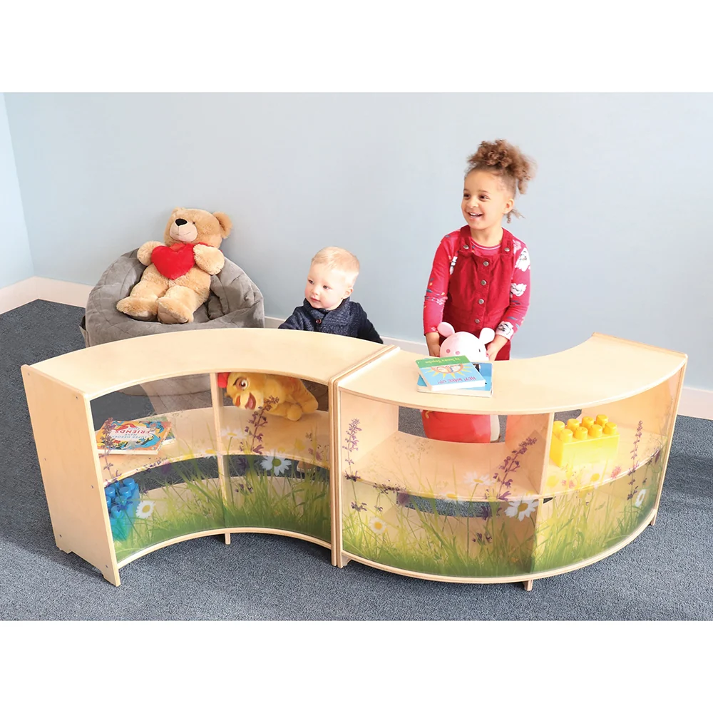 Nature View 24" Curve-In Toddler Storage Cabinet | Safe Acrylic Back & Rounded Edges - Image 2
