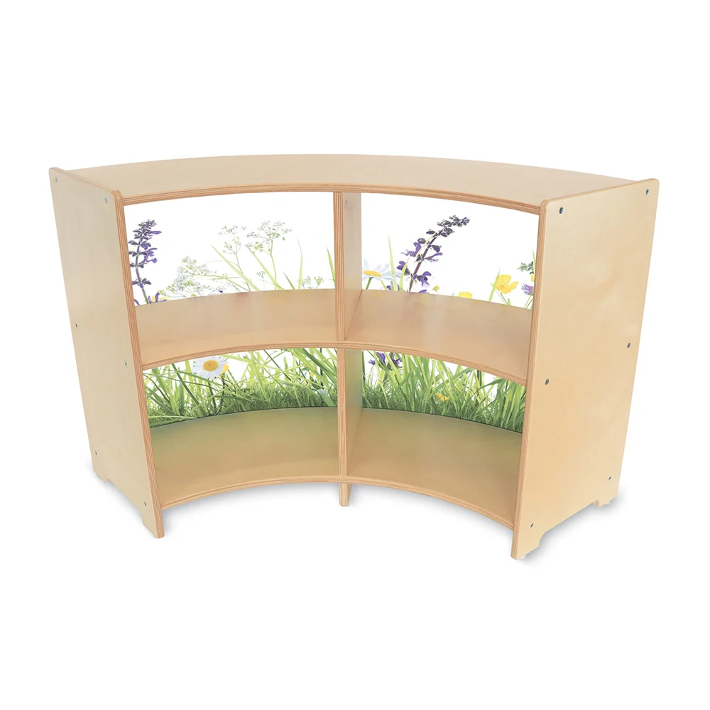 Nature View 24" Curve-Out Toddler Storage Cabinet with Acrylic Nature Scene Back