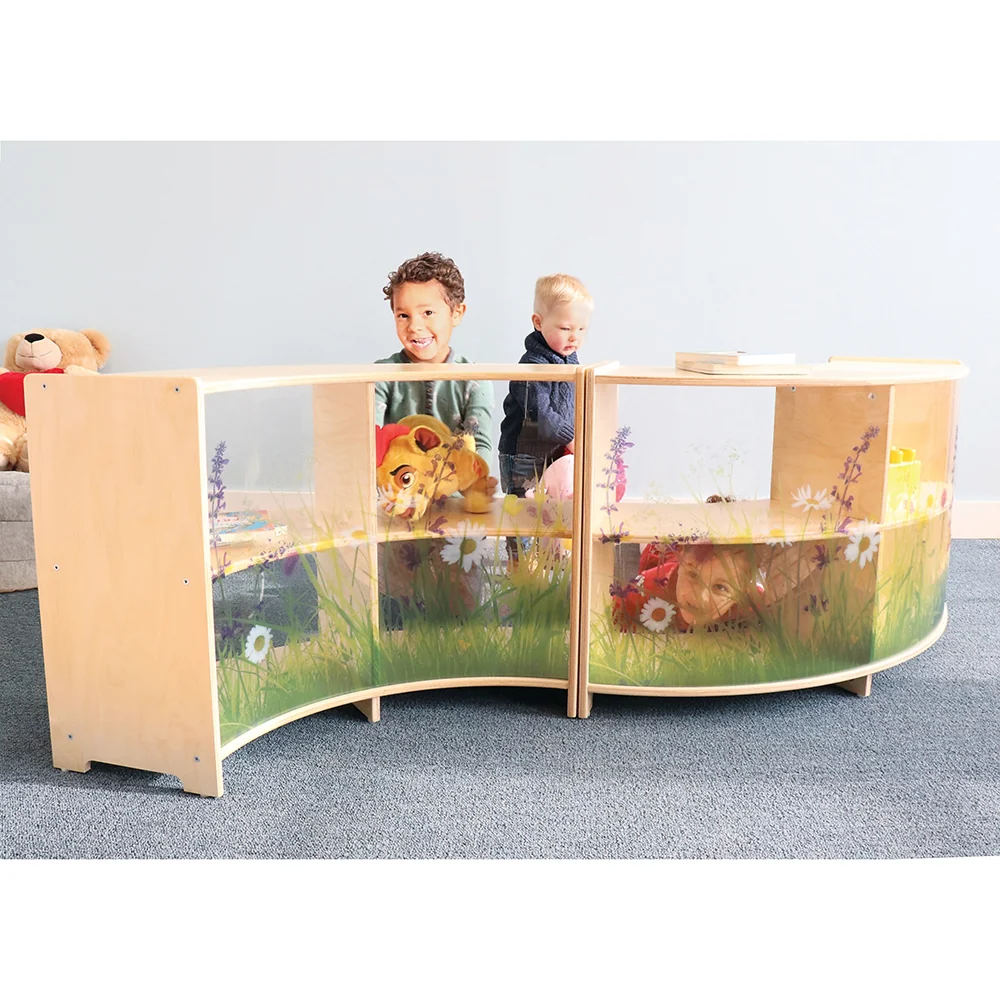 Nature View 24" Curve-Out Toddler Storage Cabinet with Acrylic Nature Scene Back - Image 3