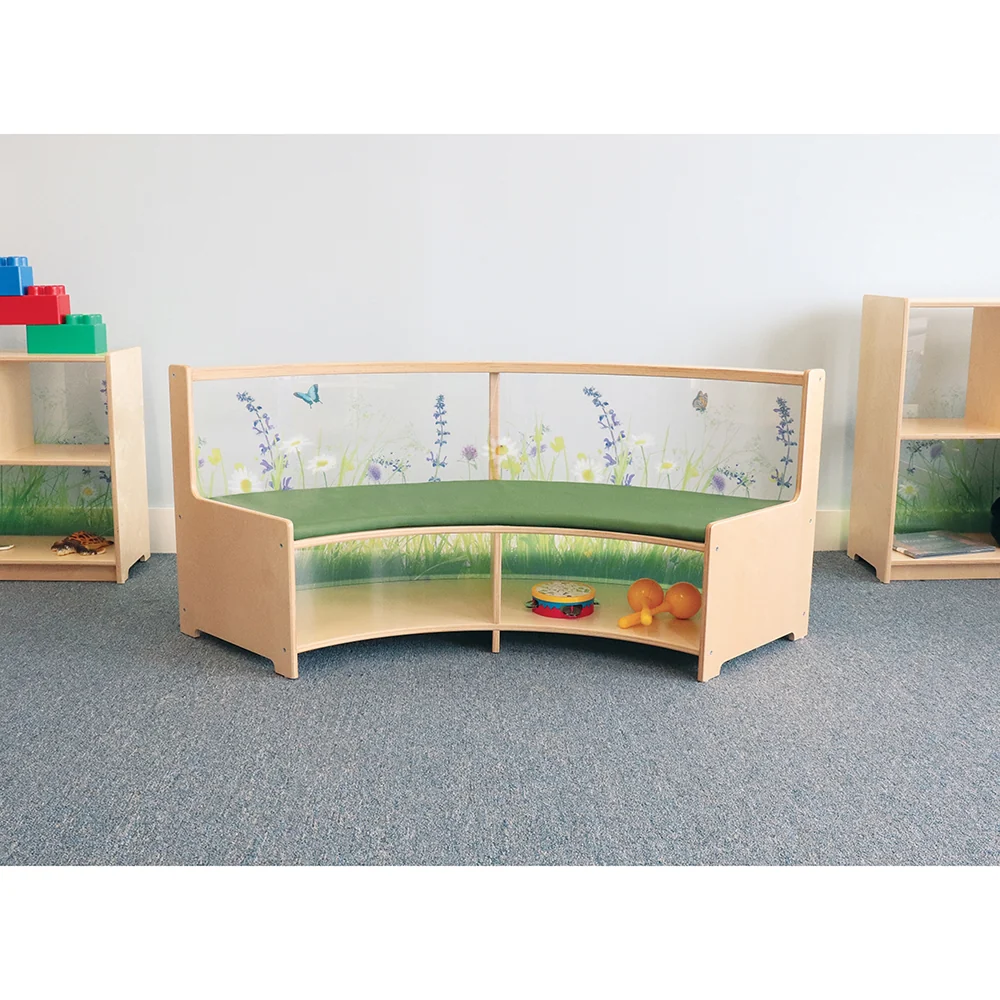 Nature View Curve-Out Reading Sofa with Book Storage | Flexible Biophilic Classroom Seating - Image 2