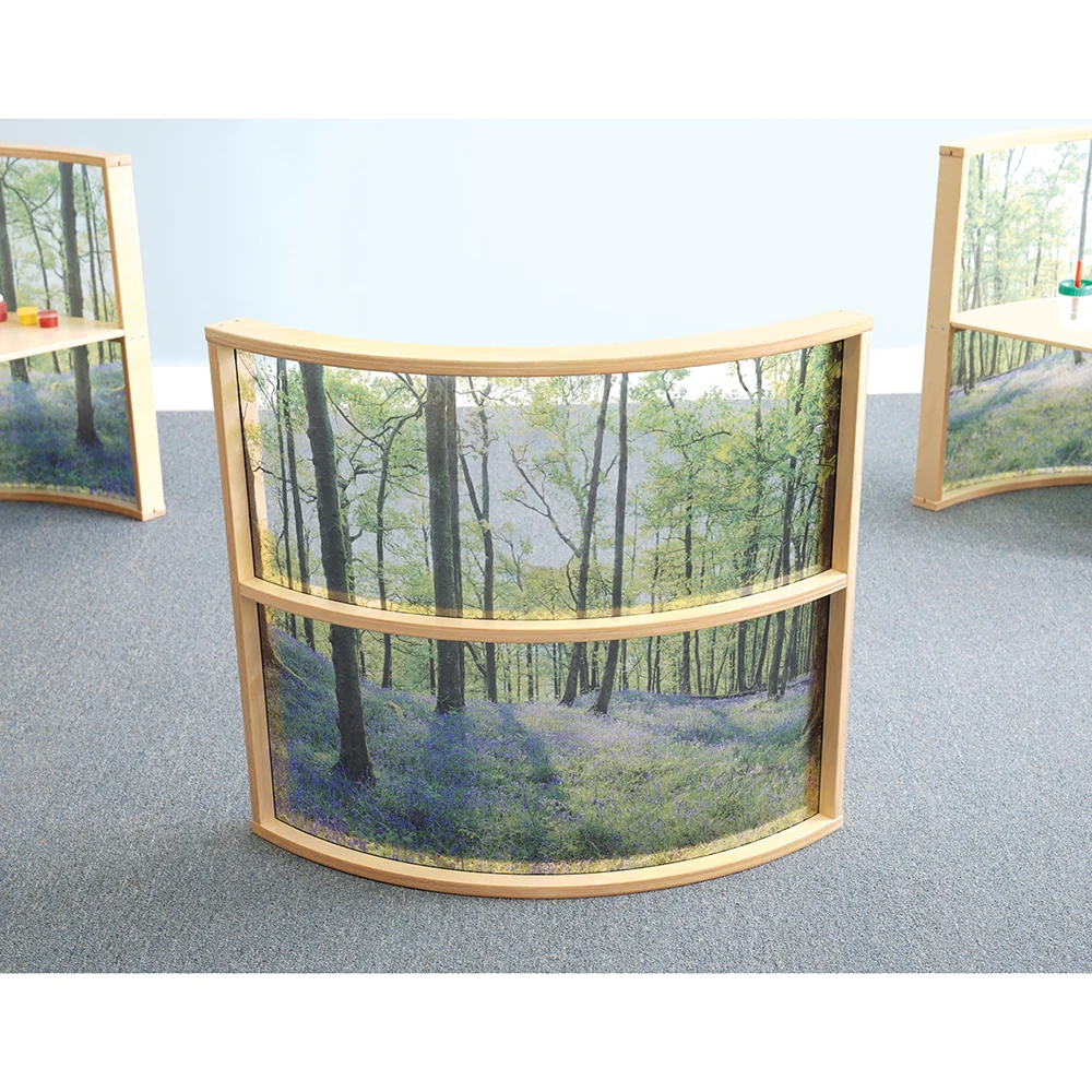 Nature View 36" Curved Acrylic Room Divider | Woodland Classroom Partition - Image 2