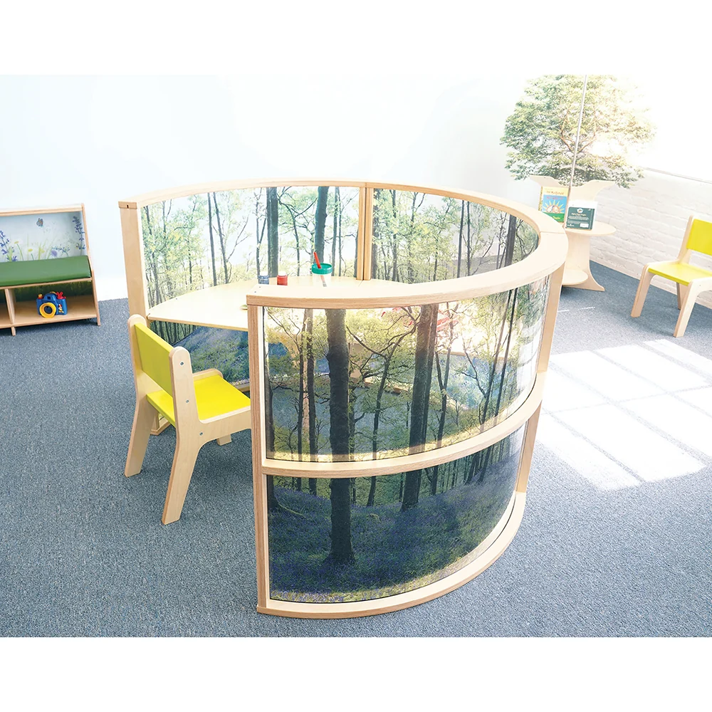 Nature View 36" Curved Acrylic Room Divider | Woodland Classroom Partition - Image 4
